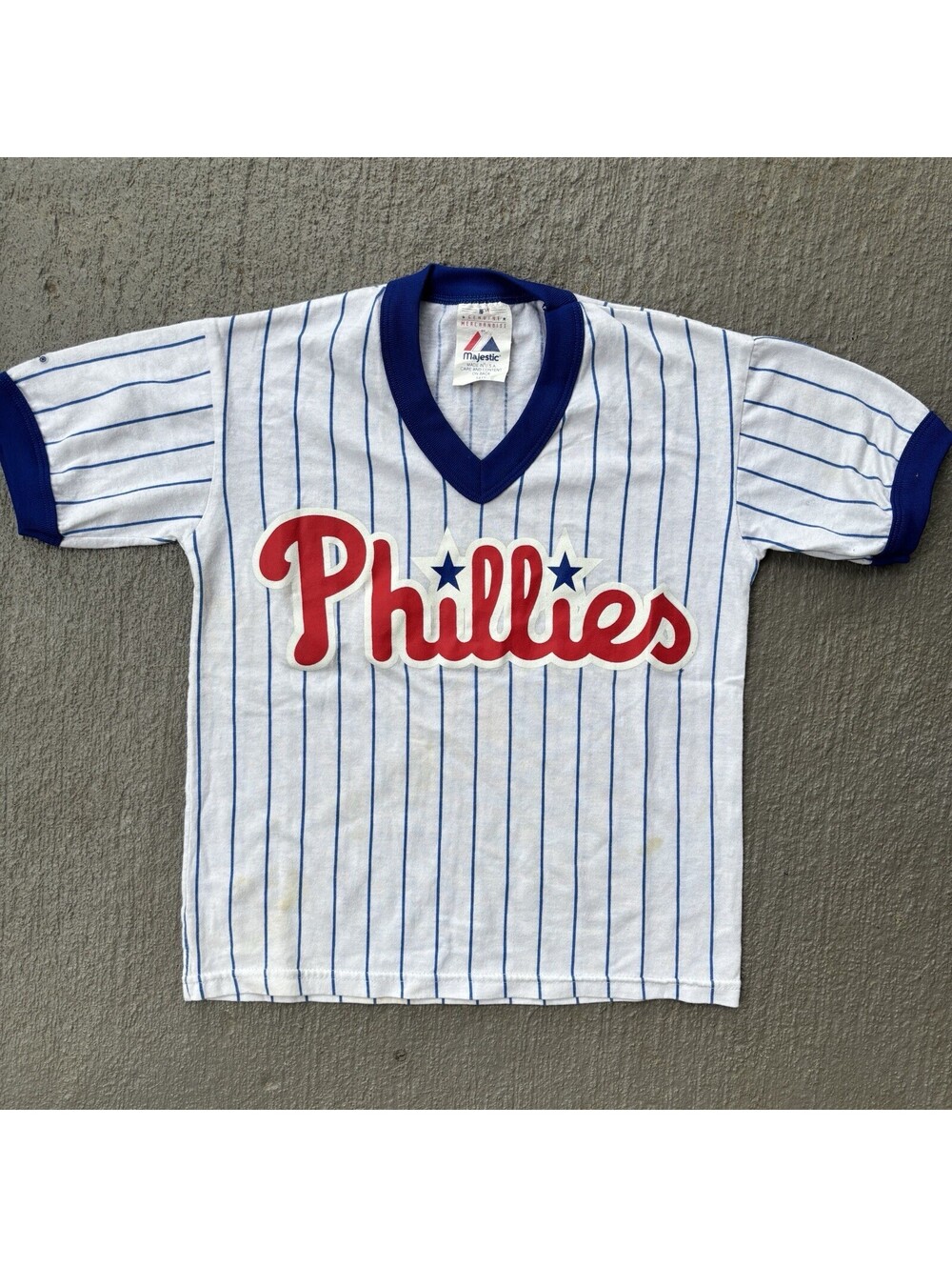Vintage 90s Philadelphia Phillies MLB Baseball Stripe Ringer Shirt Small